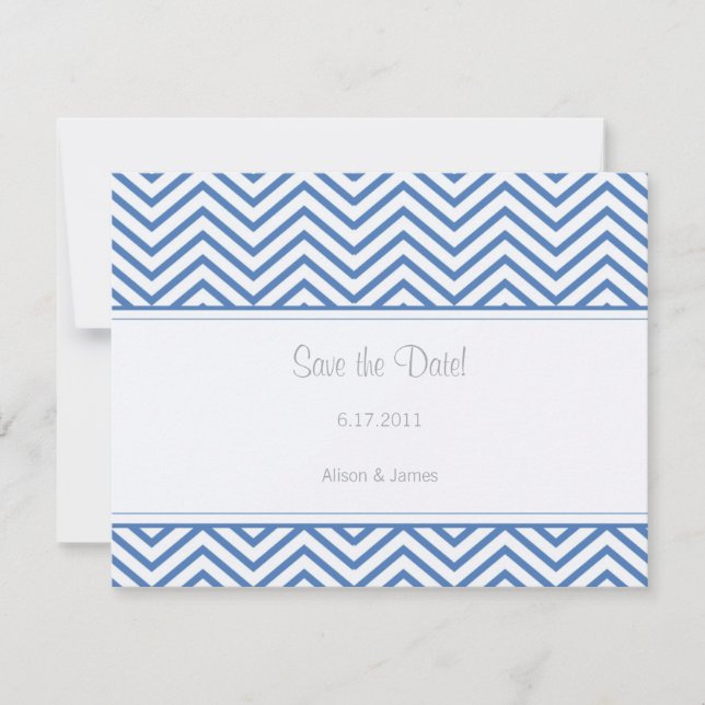 Regatta Blue Chevron Save the Date Annoucement (Front)
