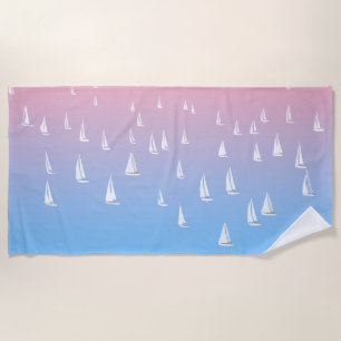 Regatta Boats on the Ocean  Beach Towel