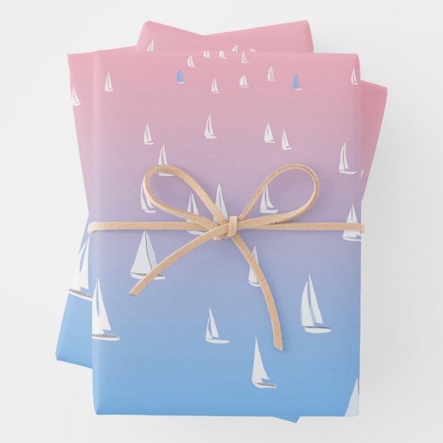 Regatta Boats on the Ocean   Wrapping Paper Sheet (In situ)