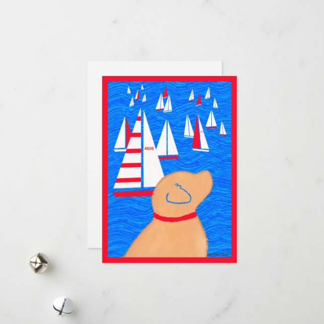 Regatta Day Yellow Dog Blank Flat Card (Front/Back In Situ)