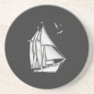 Regatta Sailboat on Carbon Fibre Style Coaster