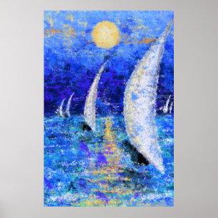 Regatta Sailing - Abstract Art Original Painting Poster