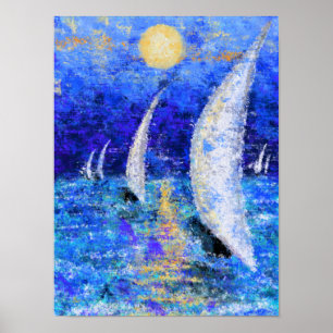 Regatta Sailing - Abstract Art Original Painting Poster