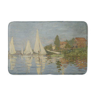 Regattas at Argenteuil, OIl Painting, Claude Monet Bath Mat