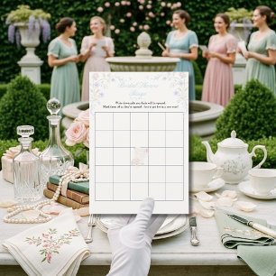Regegcy Era Floral Bridal Shower Bingo game  Invitation