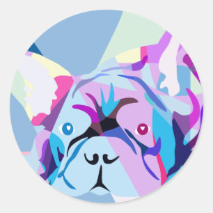Regenbogen Französische Bulldogge Classic Round Sticker