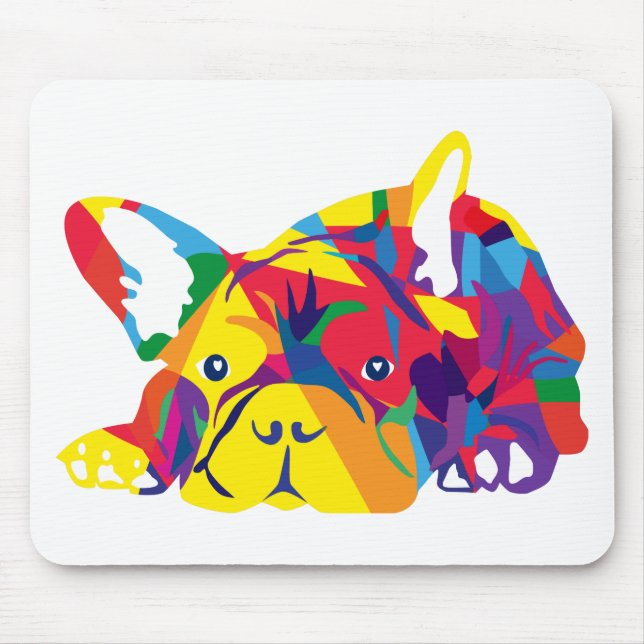 Regenbogen Französische Bulldogge Mouse Pad (Front)
