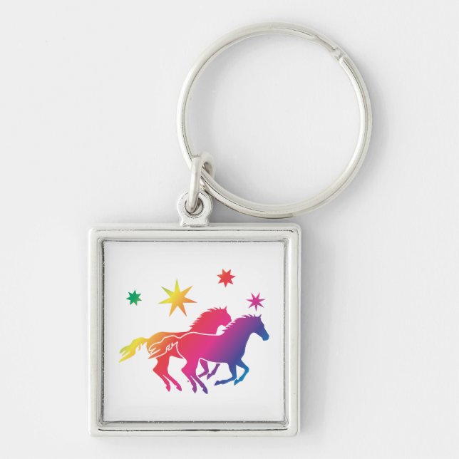Regenbogen Pferde Keychain (Front)
