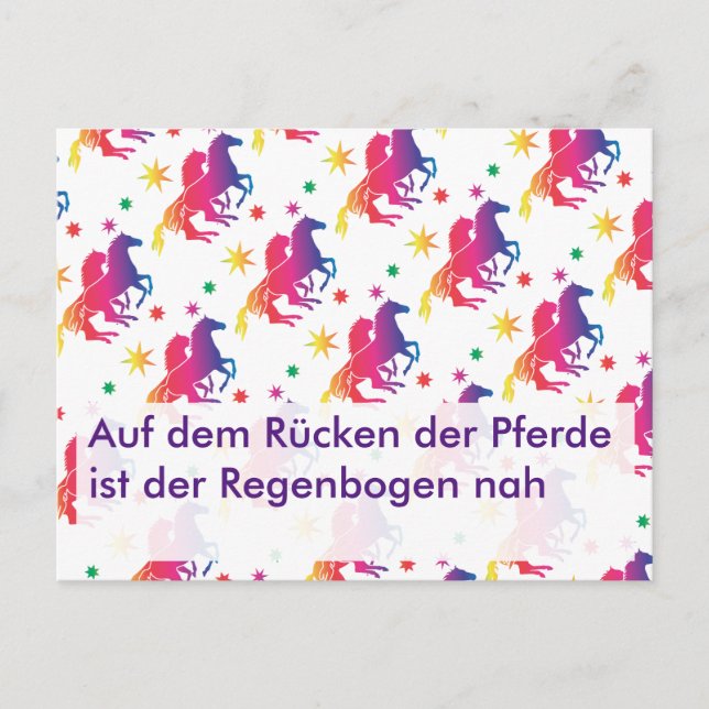 Regenbogen Pferdekarte Postcard (Front)