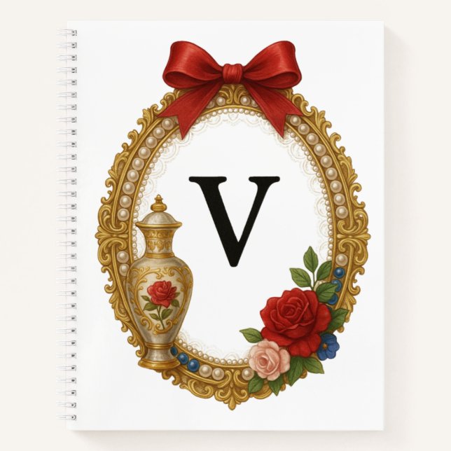 Regency Art Letter V Luxury Monogram Journal (Front)