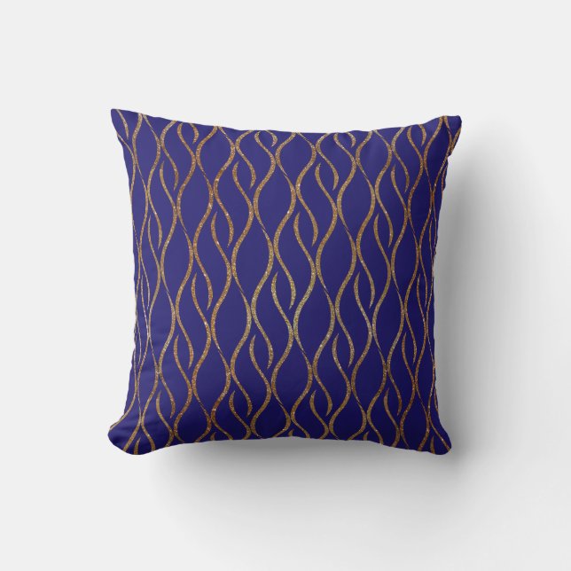 Regency Blue and Gold Decorator Accent Pillow (Front)