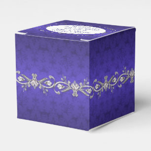 Regency Blue Damask Custom Wedding Favour Gift Box