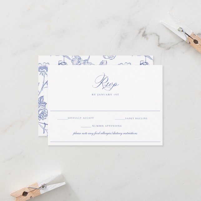 Regency Blue Mariage Aliments Allergy Diet Carte R (Devant/Arrière en situation)