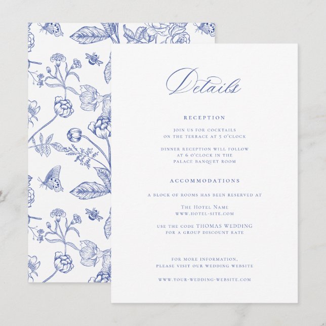 Regency Blue Mariage Détails Carte de boîtier (Devant / Derrière)