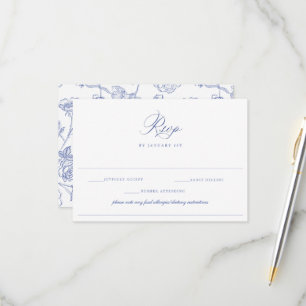 Regency Blue Wedding Food Allergy Diet Restriction RSVP Card