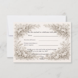 Regency Botanical Engraving Wedding Thank You Card