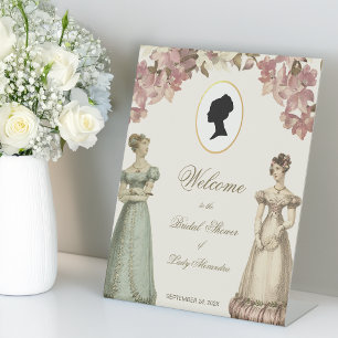 Regency Bridal Shower Welcome Vintage Pink Floral  Pedestal Sign