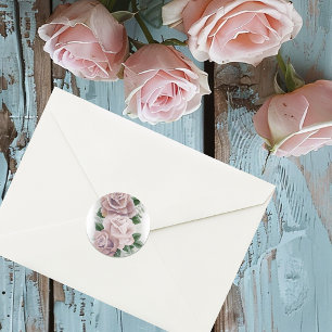 Regency Bridgerton Pink Roses Cameos Classic Round Sticker