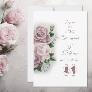 Regency Bridgerton Pink Roses Cameos Invitation