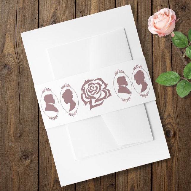 Regency Bridgerton Pink Roses Cameos Invitation Belly Band (Creator Uploaded)