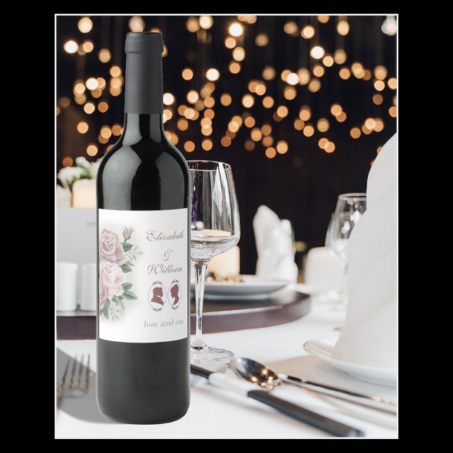 Regency Bridgerton Pink Roses Cameos Wine Label (Creator Uploaded)