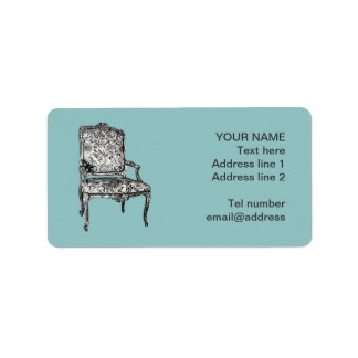 Regency chair in turquoise label