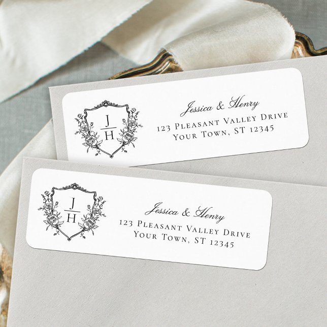 Regency Crest Monogram Wedding Return Address (Creator Uploaded)