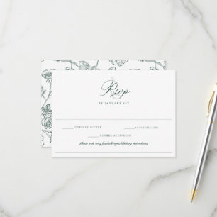 Regency Emerald Allergy Diet Restriction Wedding RSVP Card
