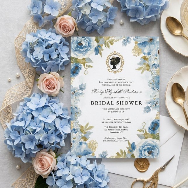 Regency era floral bridal shower invitation (Creator Uploaded)