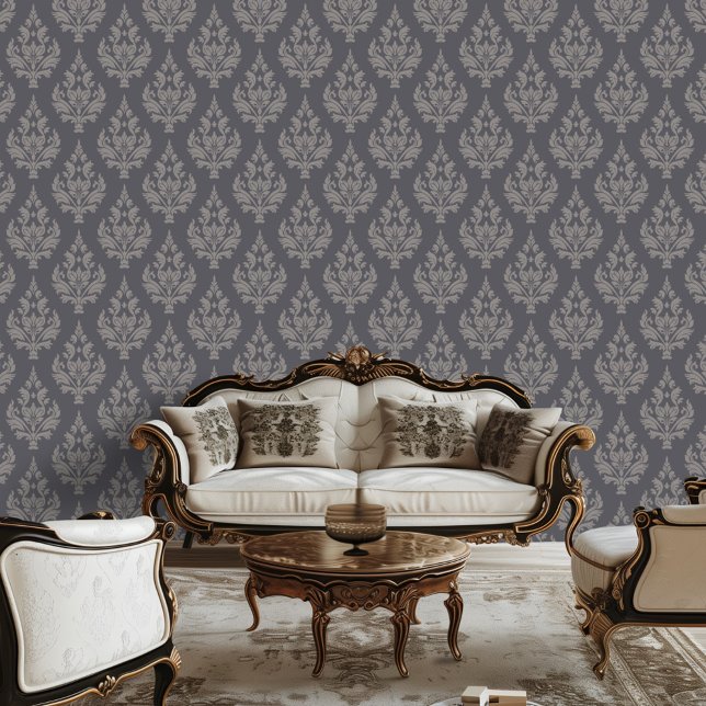 Regency Era Inspired Damask Scroll Leafy Wallpaper (Creator Uploaded)