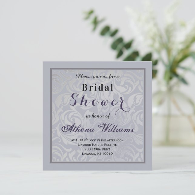 Regency Era Lavender Bridal Shower Invitation (Standing Front)