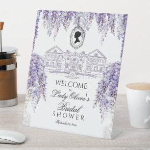 Regency Era Lilac Floral Bridal Shower Pedestal Sign