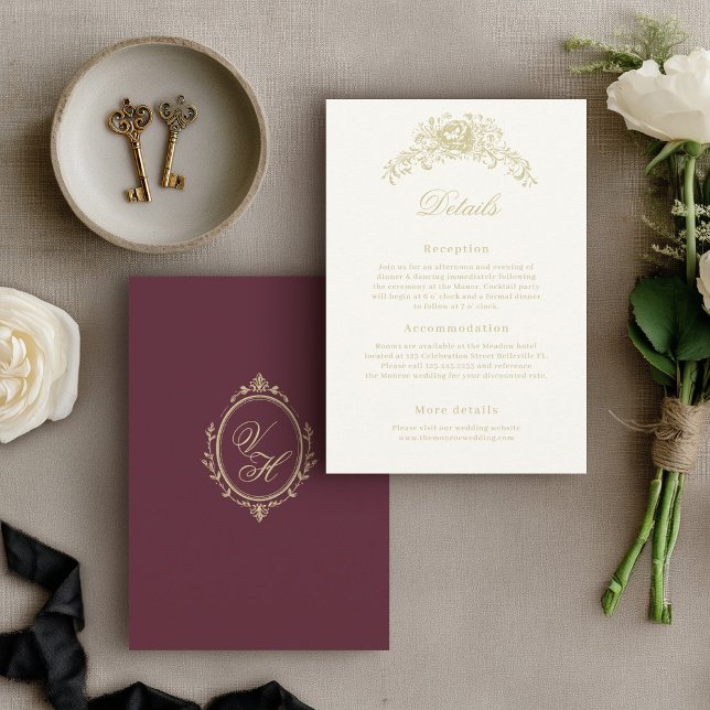 Regency Era Wedding Elegant Heirloom Details Enclosure Card (Creator Uploaded)