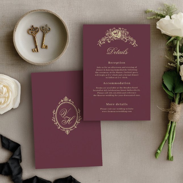 Regency Era Wedding Elegant Heirloom Details Enclosure Card (Creator Uploaded)