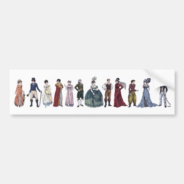 Regency Fashion Jane Austen Bumper Sticker (Front)