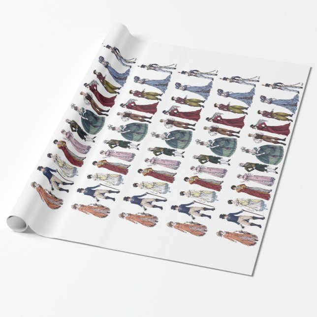 Regency Fashion Jane Austen Gift Wrapping Paper (Unrolled)