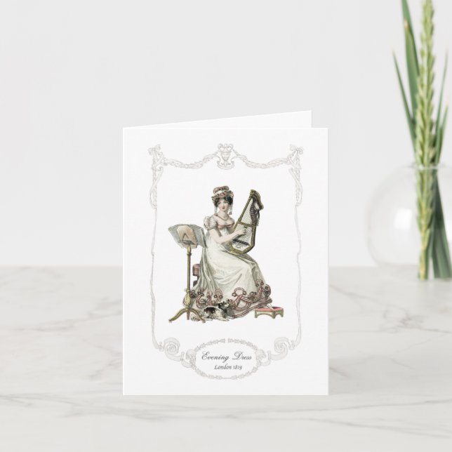 Regency Fashion Plate 1819 Notecards Dog Music (Front)
