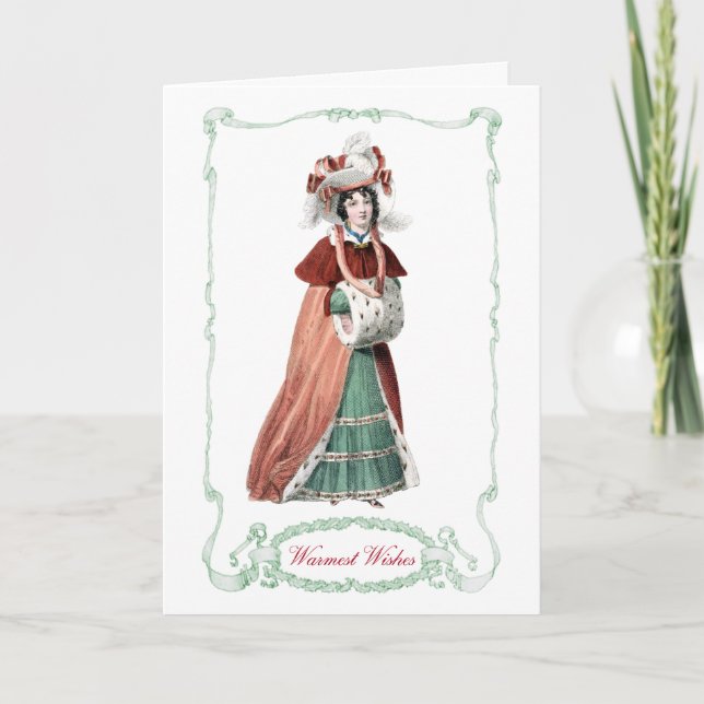 Regency Fashion Plate Christmas Card Antique Print (Front)