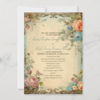 Regency Floral Journal Page Austen Quote Invitation