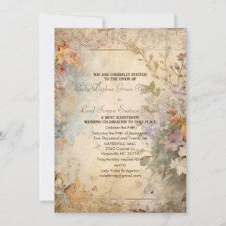 Regency Floral Journal Page Austen Quote Invitation