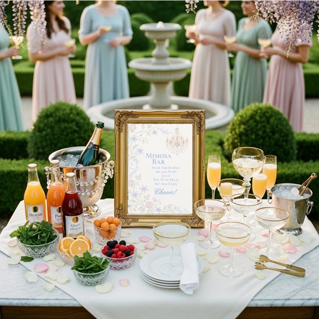 Regency Floral Mimosa Bar Sign Invitation (Regency Floral Mimosa Bar Sign)