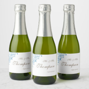 Regency French Blue Fleur de Lis Wedding Favour Sparkling Wine Label