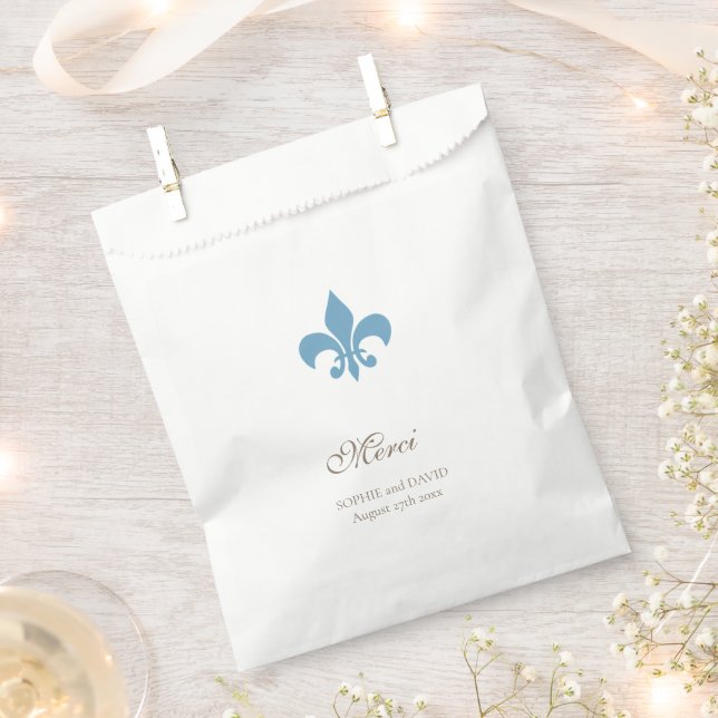 Regency French Blue Fleur de Lis Wedding Merci Favour Bag (Clipped)