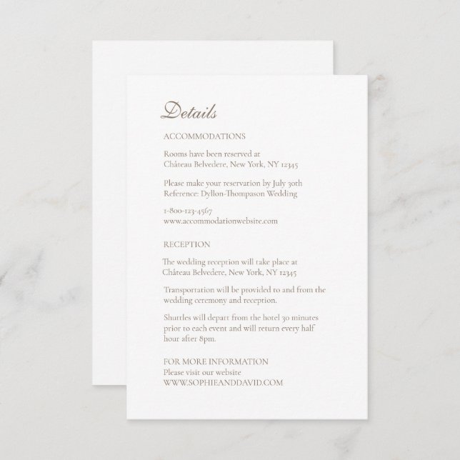 Regency French Fleur de Lis Wedding Details Enclosure Card (Front/Back)
