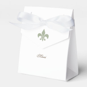 Regency French Green Fleur de Lis Merci Wedding Favor Box
