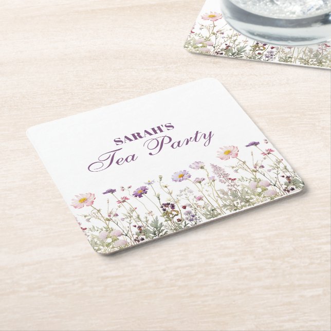 Regency Garden Birthday Party   Square Paper Coaster (Angled)