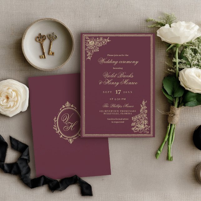 Regency Garden Vintage Classic Romantic Wedding Invitation (Regency Era Pride and Prejudice Inspired Wedding Invitation | Jane Austen Garden Party Suite)