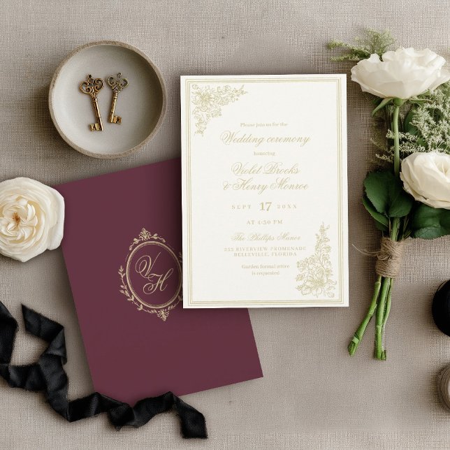 Regency Garden Vintage Classic Romantic Wedding Invitation (Creator Uploaded)