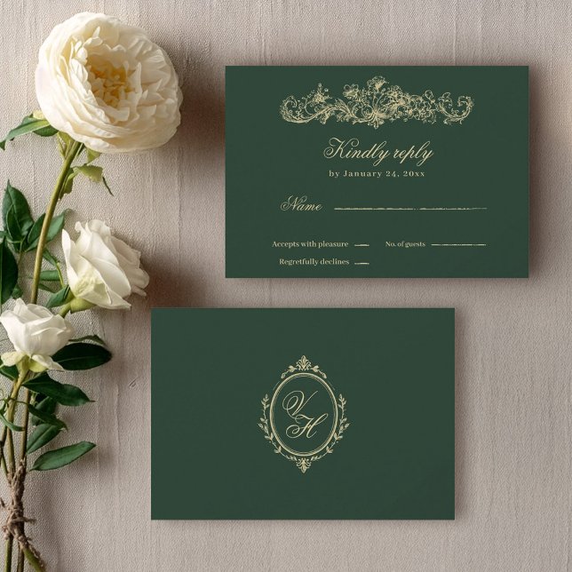 Regency Garden Vintage Classic Romantic Wedding RSVP Card (Creator Uploaded)