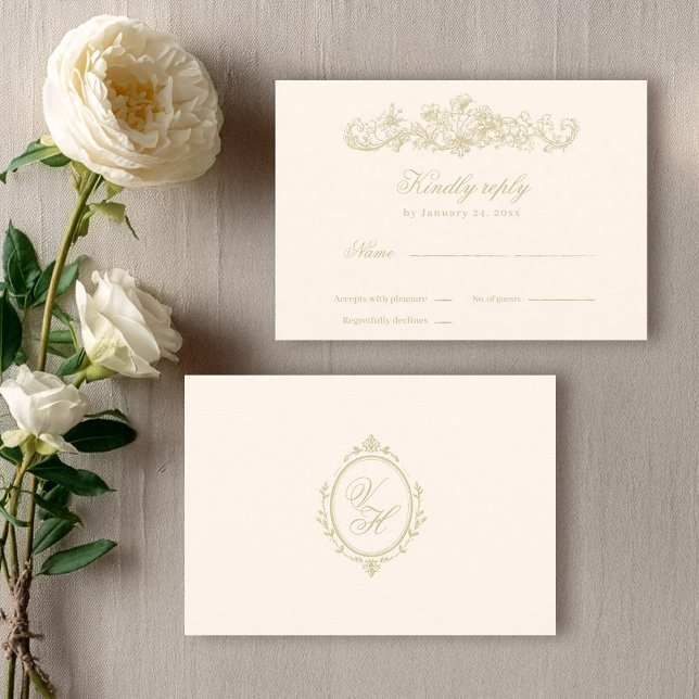 Regency Garden Vintage Classic Romantic Wedding RSVP Card (Creator Uploaded)